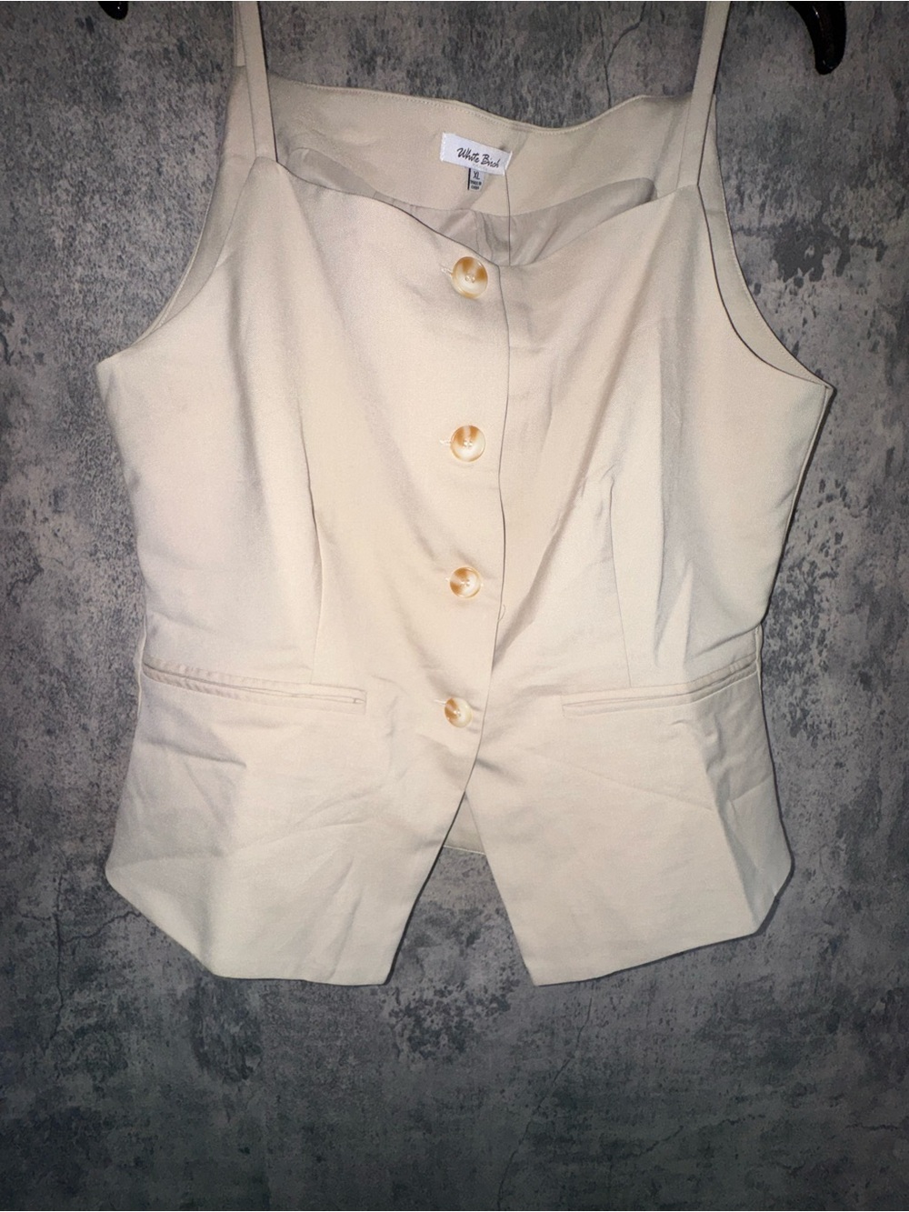 white birch Cream Button-Front Sleeveless Top